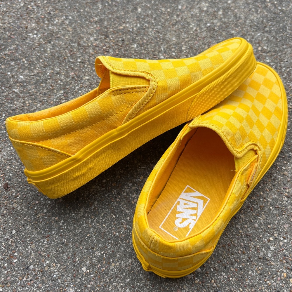 Vans Yellow Checkered Slip-On Shoes